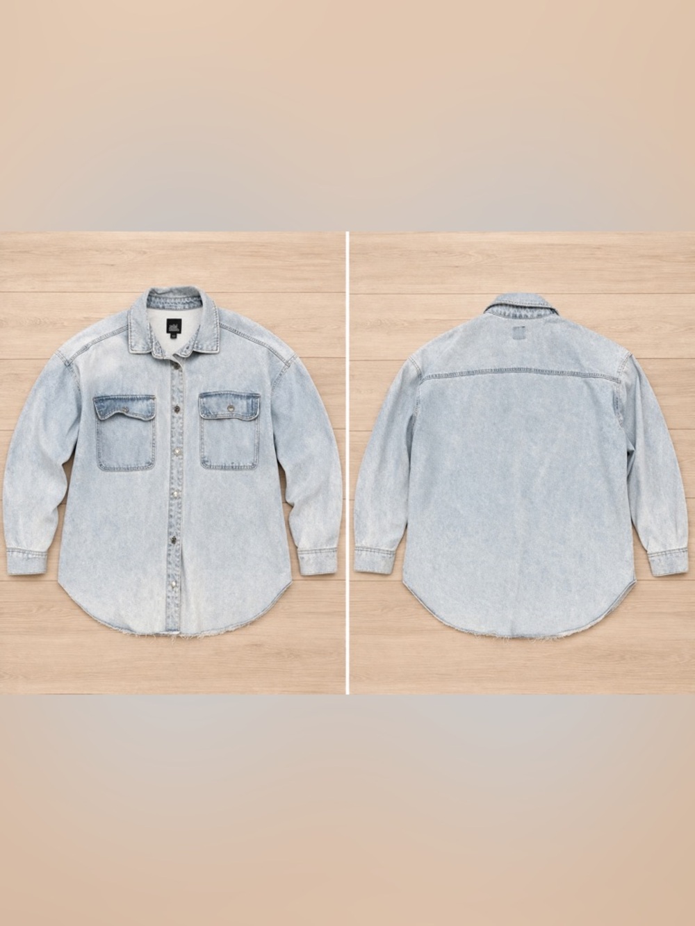 NWOT Wild Fable Light Wash Denim Jacket Oversized Button Front - L
